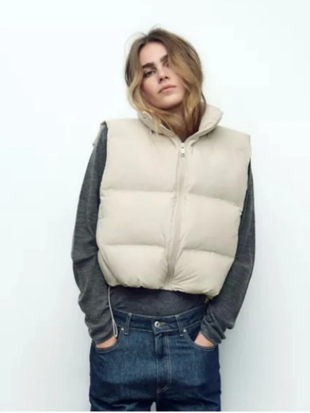 Zara Cropped Puffer Vest - Picture 7 of 16